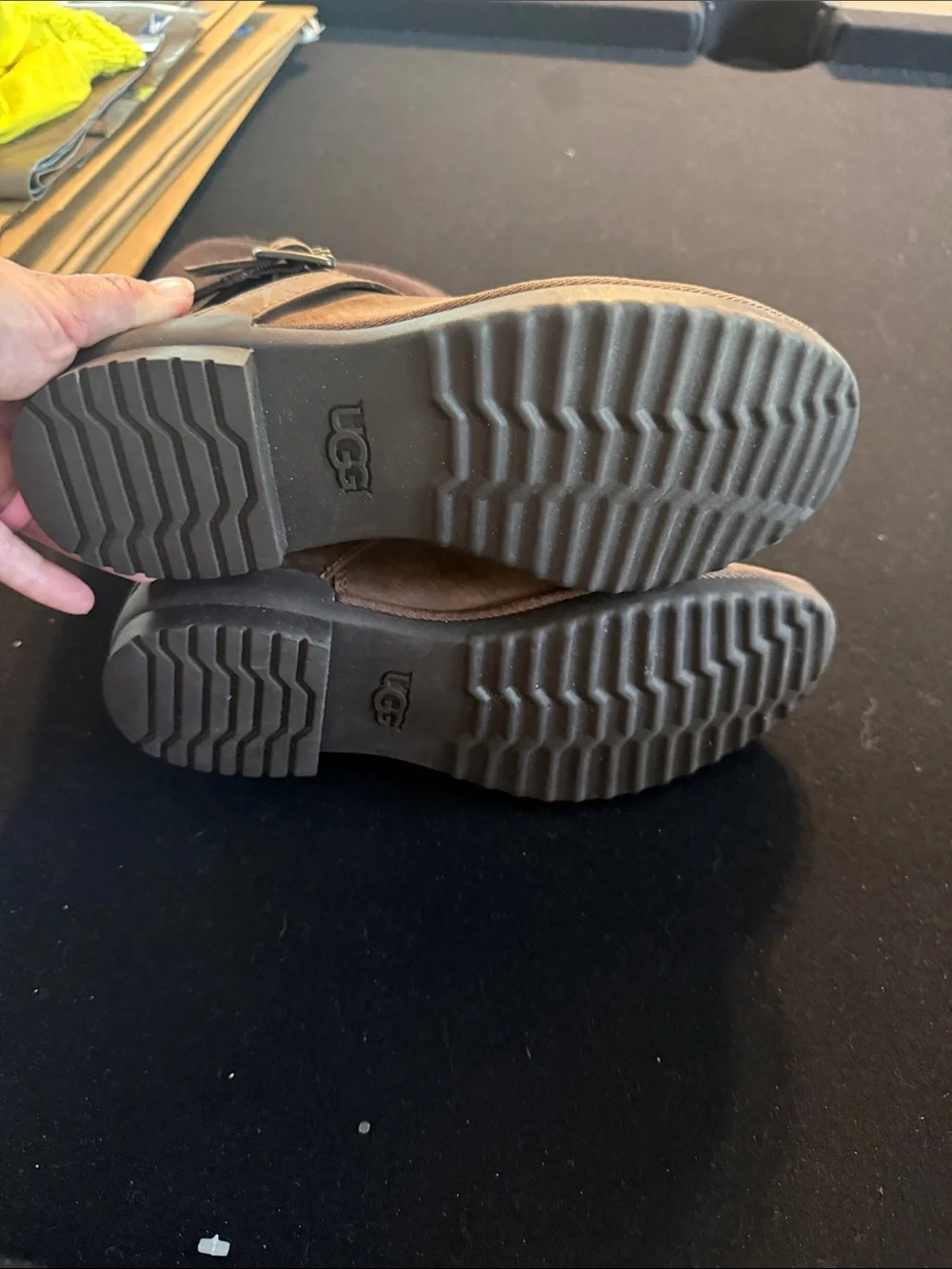 UGG Brown Suede Mid-Calf Buckle Strap Boots